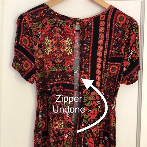 Topshop Maternity & postpartum colourful  boho dress. Size 4. Red orang floral - Picture 8 of 11